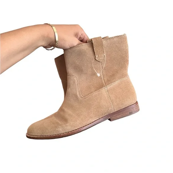 MADEWELL Leah Leather Suede Tan Ankle Boots Booties - Picture 6 of 15